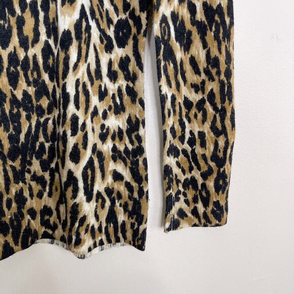 J Mclaughlin Leopard Sancerre Cashmere Sweater XSmall XS Brown Black Crew Neck - Picture 7 of 11